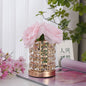 Modern Art Deco Simulated Fabric Rose Flower Crystal Square Hardware USB Rechargeable LED Table Lamp Night Light For Bedroom