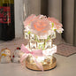 Modern Art Deco Simulated Fabric Rose Flower Crystal Square Hardware USB Rechargeable LED Table Lamp Night Light For Bedroom