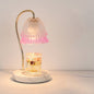 Traditional European Flower Glass Shade Marble Hardware 1-Light Melting Wax Table Lamp For Bedside