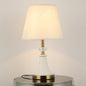 Traditional Colonial Fabric Round Shade Hardware Base 1-Light Table Lamp For Bedroom