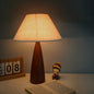 Modern Transitional Conical Fabric Shade Solid Wood Base 1-Light Table Lamp For Bedroom