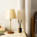 Modern Transitional Pleated Fabric Round Shade Solid Wood 1-Light Table Lamp For Bedroom