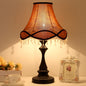 Modern Shabby Chic Flower Pattern Lace Fabric Tassel Round Shade 1-Light Table Lamp For Bedroom