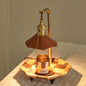 Modern Eclectic Octagonal Leather Shade Walnut Wood Base Brass 1-Light Melting Wax Table Lamp For Bedroom