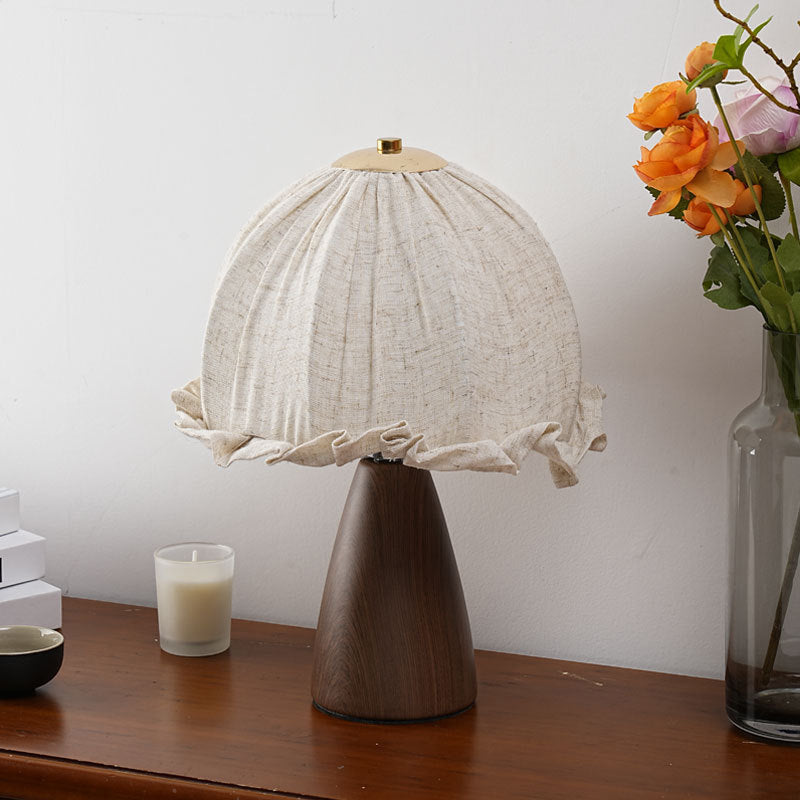 Modern Mid-Century Pod Mushroom Round Ceramic Fabric 1-Light Table Lamp For Bedroom