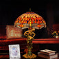 Traditional Tiffany Dragonfly Conical Copper Alloy Stained Glass 3-Light Table Lamp For Bedroom