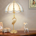 Traditional Vintage Round Cone Copper Glass 1-Light Table Lamp For Bedroom