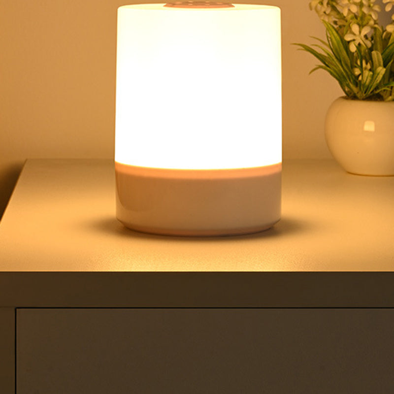 Modern Minimalist USB Round Cylinder ABS LED Table Lamp For Bedroom