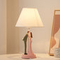 Modern Art Deco Wedding Couple Round Prism Resin Iron Fabric 1-Light Table Lamp For Bedroom
