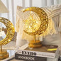 Contemporary Creative Moon Star Orb Bulb Shape Iron Glass Rattan LED Table Lamp For Bedroom