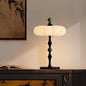 Traditional Vintage Round Cylinder Iron Aluminum Wood Fabric 1-Light Table Lamp For Bedroom
