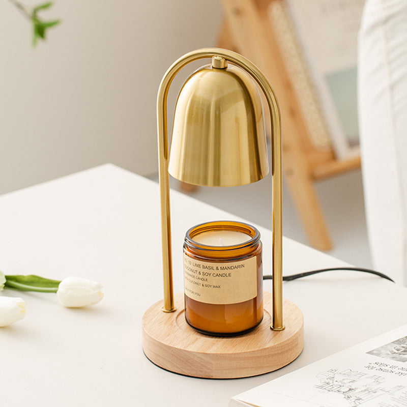 Modern Minimalist Bell Round Cylinder Iron Wood Marble 1-Light Melting Wax Table Lamp For Bedroom