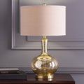 Modern Minimalist Round Cylinder Oval Glass Fabric 1-Light Table Lamp For Bedroom
