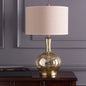 Modern Minimalist Round Cylinder Oval Glass Fabric 1-Light Table Lamp For Bedroom