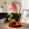 Modern Art Deco Liftable Bell Orchid Iron Glass Wood 1-Light Melting Wax Table Lamp For Bedroom