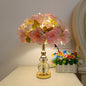 Modern Art Deco Round Metal Rose Crystal Fabric 1-Light Table Lamp For Bedroom