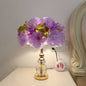 Modern Art Deco Round Metal Rose Crystal Fabric 1-Light Table Lamp For Bedroom