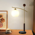 Contemporary Nordic Round Pleated Cone Rubberwood Marble Copper Glass PVC 1-Light Table Lamp For Bedroom
