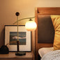 Contemporary Nordic Round Pleated Cone Rubberwood Marble Copper Glass PVC 1-Light Table Lamp For Bedroom