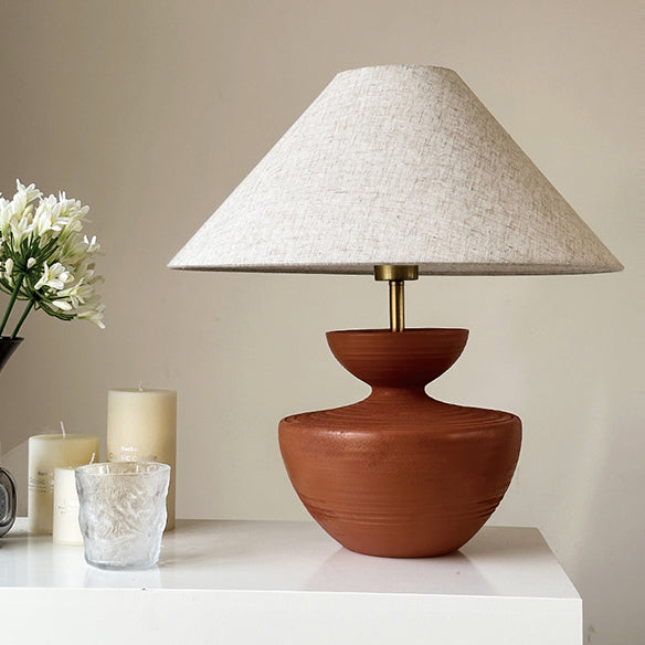 Traditional French Table Lamp – 1-Light Frustum Cone Design in Resin & Fabric for Bedroom