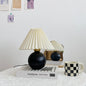 Traditional Vintage Round Sphere Rubberwood Cloth 1-Light Table Lamp For Bedroom