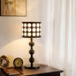 Traditional French Cylinder Oak Fabric 1-Light Table Lamp For Bedroom