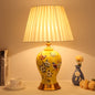 Traditional Chinese Frustum Cone Ceramic Fabric 1-Light Table Lamp For Bedroom