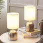 Modern Minimalist Cylinder Metal Fabric 1-Light Table Lamp For Bedroom