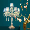 Traditional European Round High Density Glass Crystal 6-Light Table Lamp For Bedroom