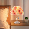 Contemporary Creative Flower Dome Fabric Metal Crystal 1-Light Table Lamp For Bedroom