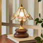 Traditional Vintage Butterfly Cone Glass Metal Solid Wood 1-Light Table Lamp For Bedroom