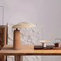 Traditional Japanese Oval Fabric Wood LED Table Lamp For Bedroom