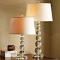 Contemporary Nordic Crystal Table Lamp with Tapered Fabric Shade LED for Bedroom