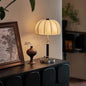 French Dome Table Lamp – 1-Light Ash Wood & Metal Base with Fabric Shade for Bedroom
