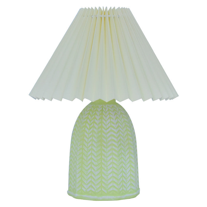Contemporary Nordic Table Lamp – 1-Light Fabric & Ceramic Frustum Cone Lamp for Bedroom