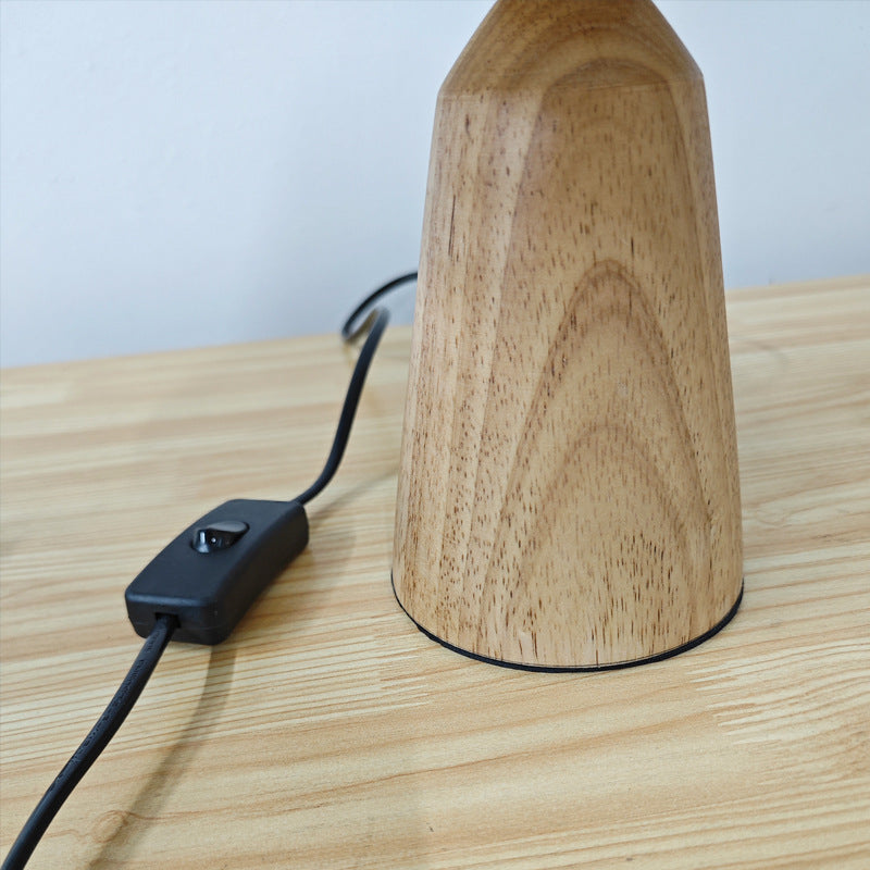 Modern Simplicity Table Lamp – 1-Light Cone Solid Wood & Fabric Lamp for Bedroom