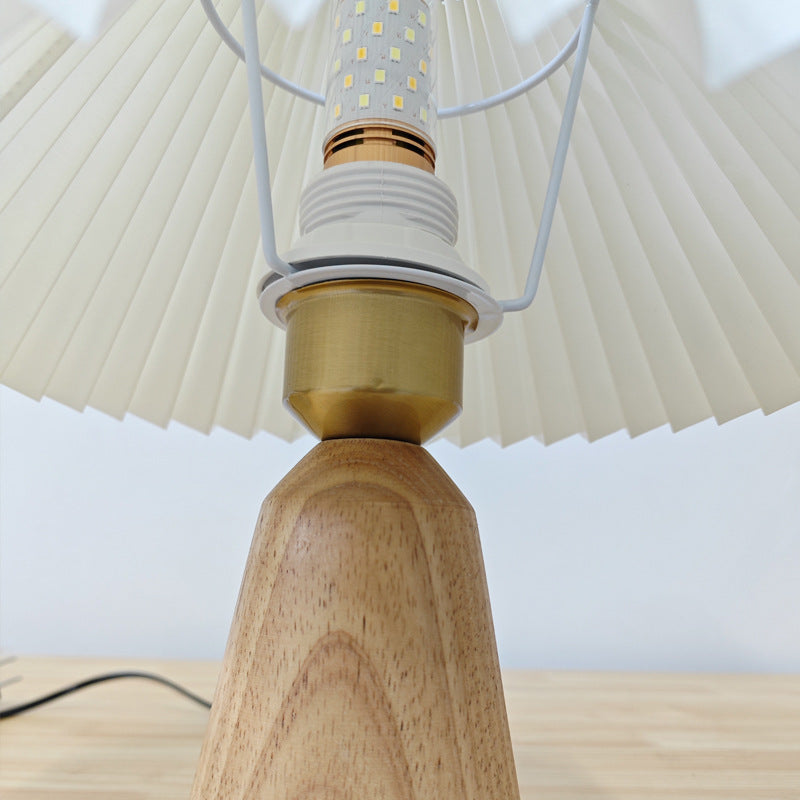 Modern Simplicity Table Lamp – 1-Light Cone Solid Wood & Fabric Lamp for Bedroom