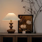 Traditional Vintage Cone Ash Wood Fabric 1-Light Table Lamp For Bedroom