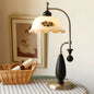 Traditional Vintage Dome Ash Wood Glass Metal 1-Light Table Lamp For Bedroom