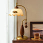 Traditional Vintage Dome Ash Wood Glass Metal 1-Light Table Lamp For Bedroom