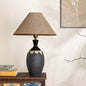 Traditional Chinese Frustum Cone Ceramic Metal Fabric 1-Light Table Lamp For Bedroom