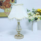 Traditional European Frustum Cone Fabric Metal Glass 1-Light Table Lamp For Bedroom