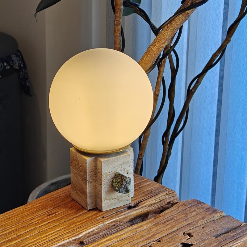 Contemporary Moon Globe Table Lamp with Marble Glass, 1-Light for Bedroom Decor