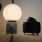 Contemporary Moon Globe Table Lamp with Marble Glass, 1-Light for Bedroom Decor