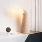 Traditional Vintage Cone Travertine Glass 1-Light Table Lamp For Bedroom