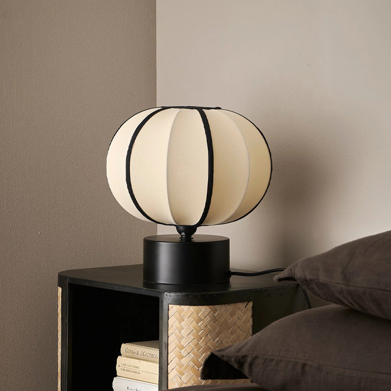 Contemporary Scandinavian LED Table Lamp – Globe Design in Iron & Fabric for Bedroom