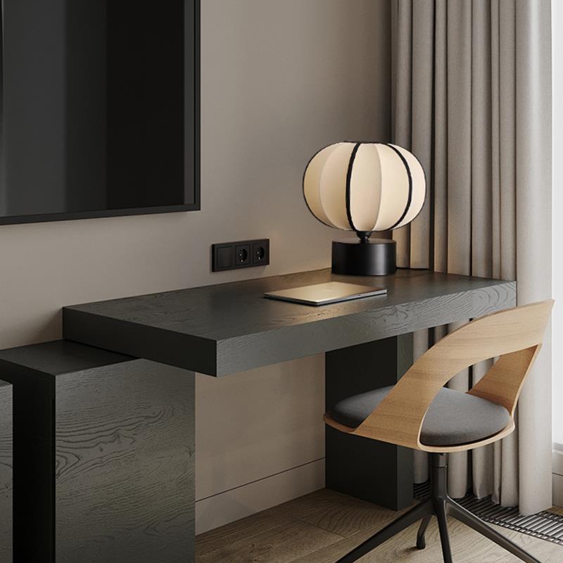 Contemporary Scandinavian LED Table Lamp – Globe Design in Iron & Fabric for Bedroom