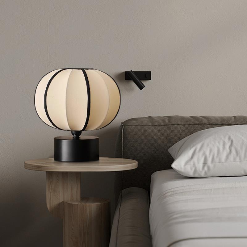 Contemporary Scandinavian LED Table Lamp – Globe Design in Iron & Fabric for Bedroom