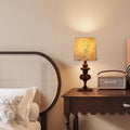 Traditional Vintage Table Lamp – 1-Light Cylinder Design in Solid Wood & Fabric for Bedroom
