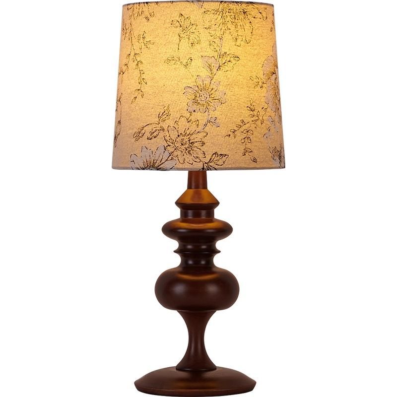 Traditional Vintage Table Lamp – 1-Light Cylinder Design in Solid Wood & Fabric for Bedroom